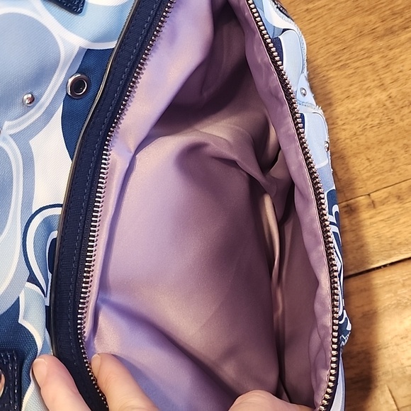 Coach Poppy Signature Blue Denim Zip Top Tote - Picture 9 of 16